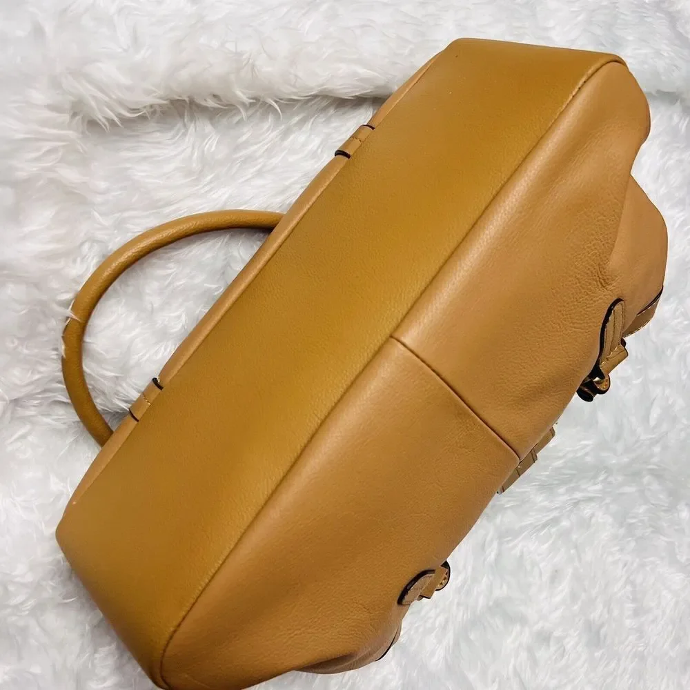 New Apt. 9 Womens Genuine Leather Shoulder Bag Purse Camel Tan Gold Hardware Y2k